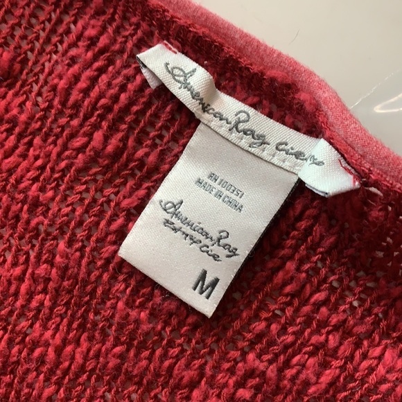 American rag boho v neck bohemian knit pullover top red sweater medium women’s - Picture 4 of 5